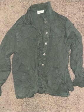 cleo Men's Military-Style Button Front Jacket in Olive